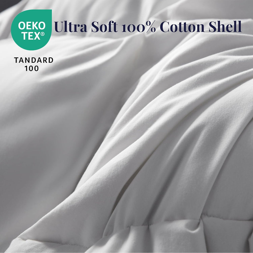 King Size Down Duvet Insert - All Season Cool Touch for Hot Sleepers, Premium 100% Cotton Shell Hotel Quality, White 106 x 90 Inch