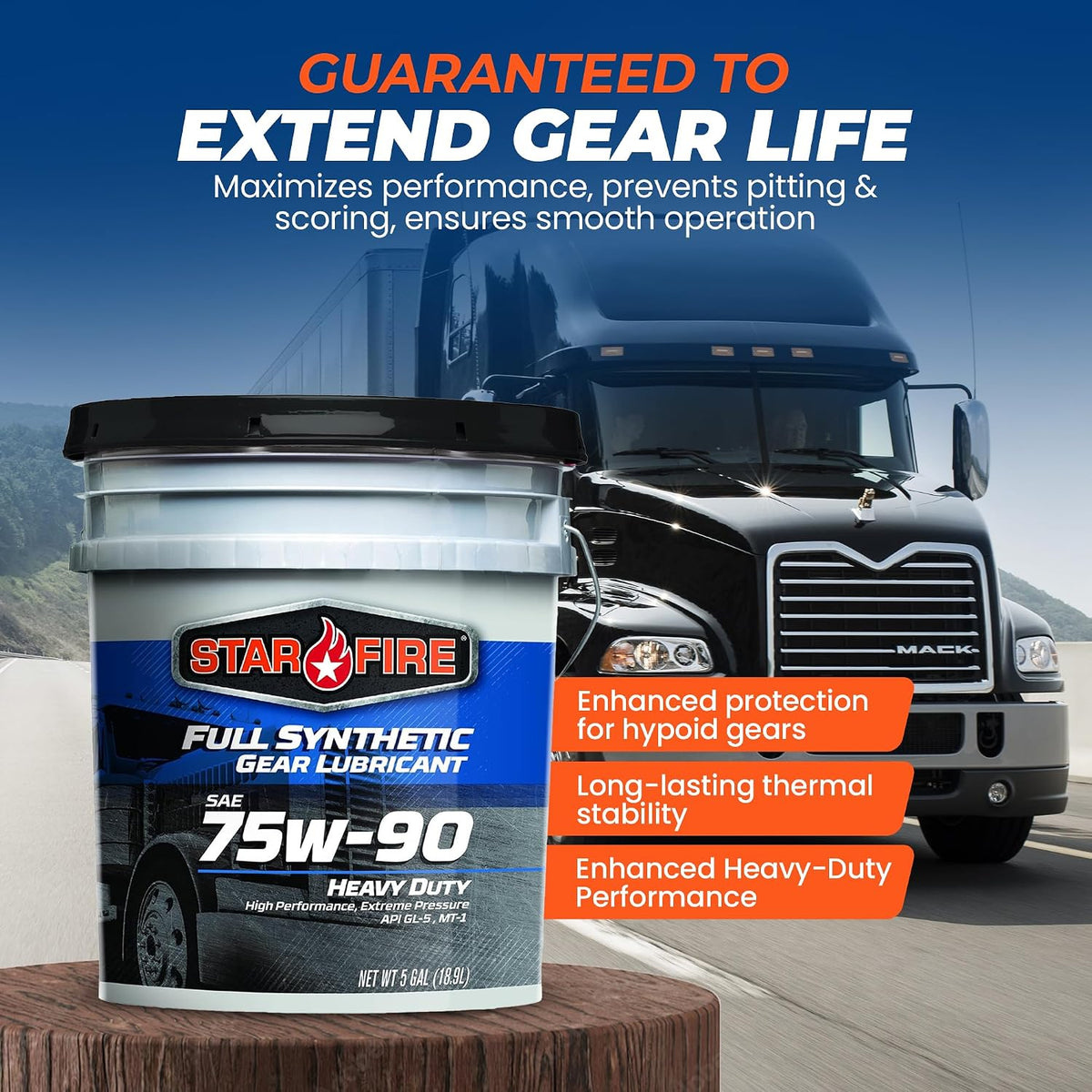STARFIRE Full Synthetic SAE 75W90 GL-5 Gear/Differential Oil 5 Gallon Pail