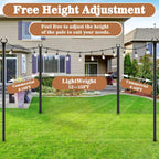 NUERPO 7 Pack String Light Poles,Metal Poles for Hanging Outdoor Light Strings,7 Pack 10 FT Light Poles Stand for Outside Garden,Patio,Wedding