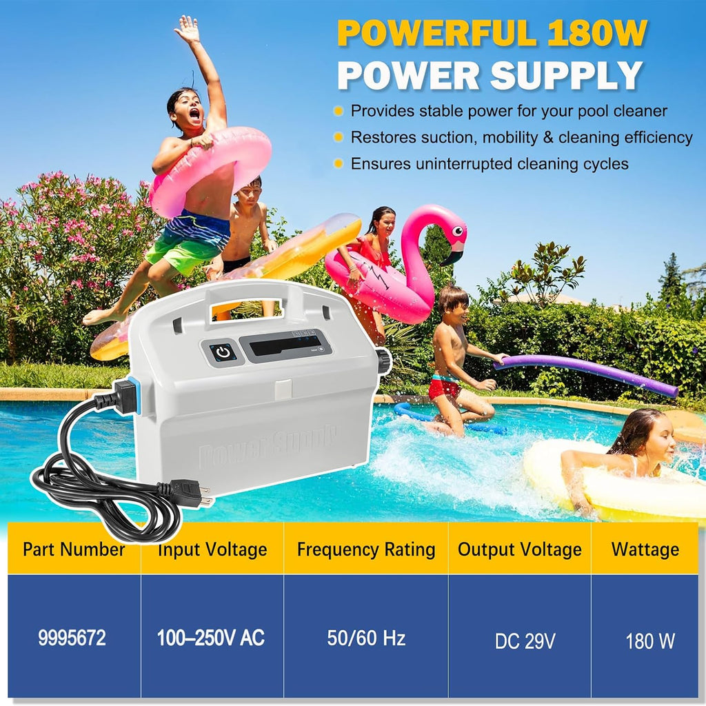 For Dolphin Pool Cleaner Power Supply 180W Replacement for 9995672-US-ASSY –Works with Nautilus CC Plus, DX3, Neptune, Quest – Includes Power Cord