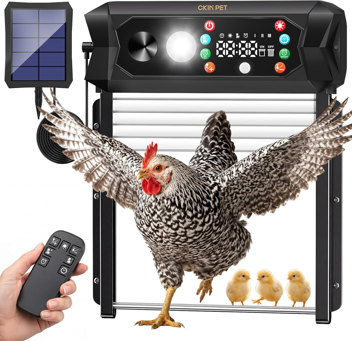 Automatic Chicken Coop Door Solar Powered, Large 9.45”X10.24” Opening