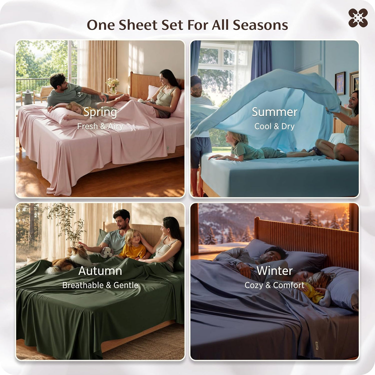 Bedsure PureWoven 100% Rayon Derived from Bamboo, King Size Sheets Set