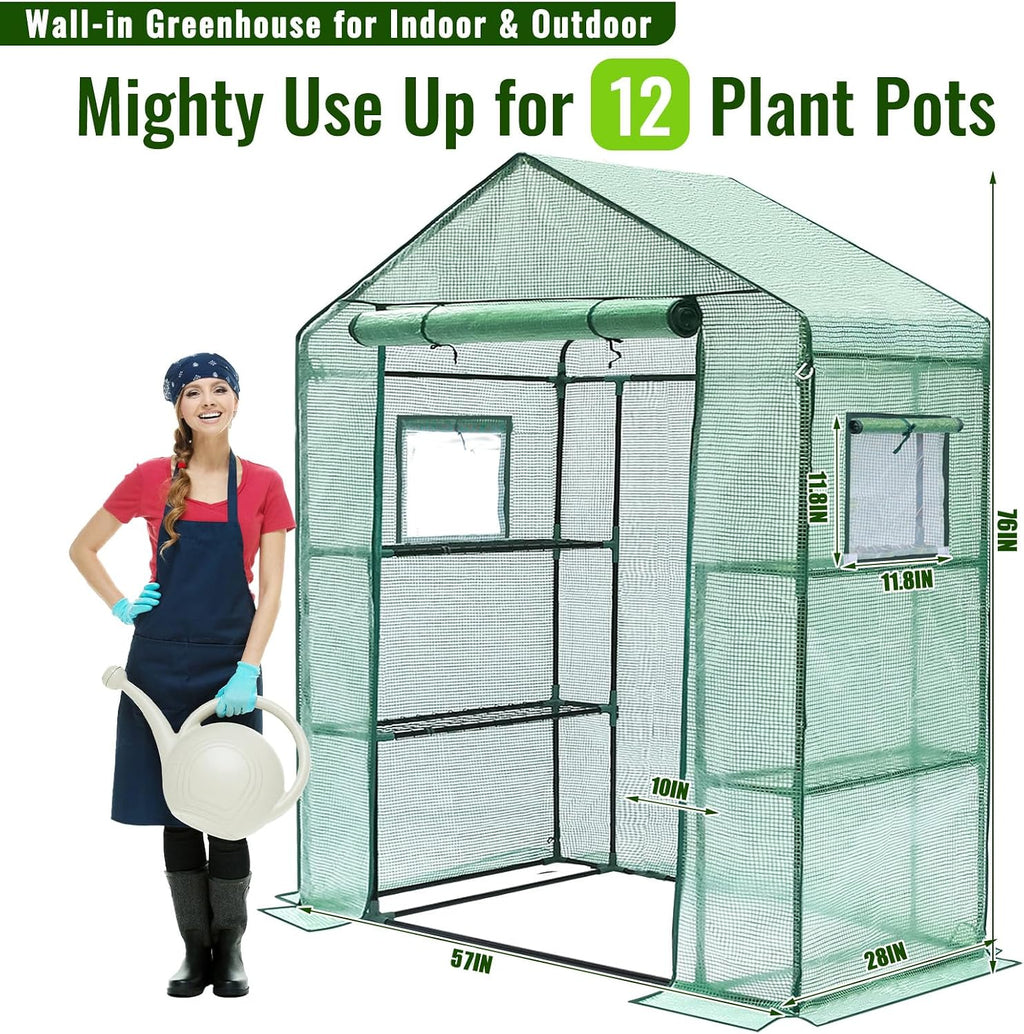 Greengro Greenhouse, 28 x 57 x 76'' Walk in Greenhouses for Outdoors Indoor