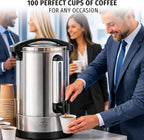 Zulay Commercial Coffee Maker, Coffee Urn 100 Cup, Large Coffee Percolator - 100 Cup Coffee Maker with Double-Wall Stainless Steel, Commercial Coffee