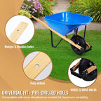 Wheelbarrow Handles Replacement Kit – 2 Heavy-Duty Wooden Handles – Universal Fit – Includes Bolts, Nuts, Wedges and Drill Bit – FSC-Certified Eco