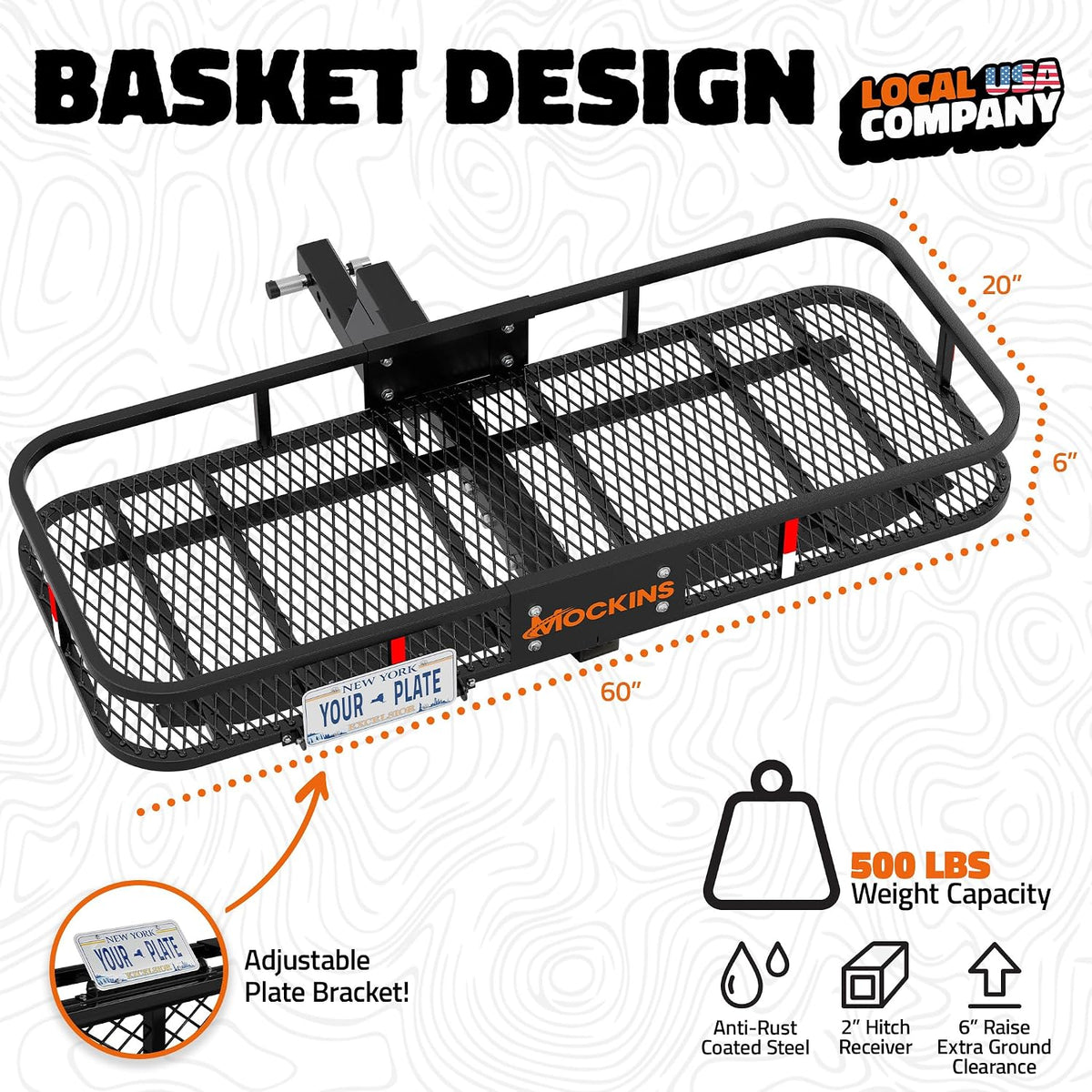 Mockins 6" Raised Heavy Duty Luggage Rack for SUV Car Truck with 500 Lb Cap