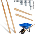 Wheelbarrow Handles Replacement Kit – 2 Heavy-Duty Wooden Handles – Universal Fit – Includes Bolts, Nuts, Wedges and Drill Bit – FSC-Certified Eco