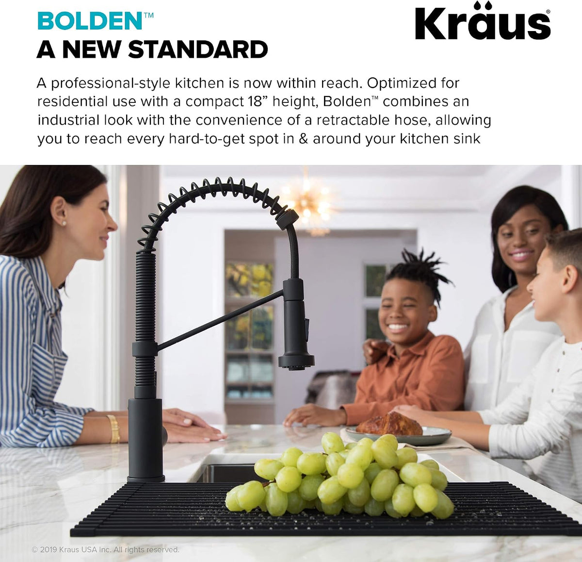 KRAUS Stainless Steel Matte Black Pull Down Kitchen Faucet KPF-1610SFSMB