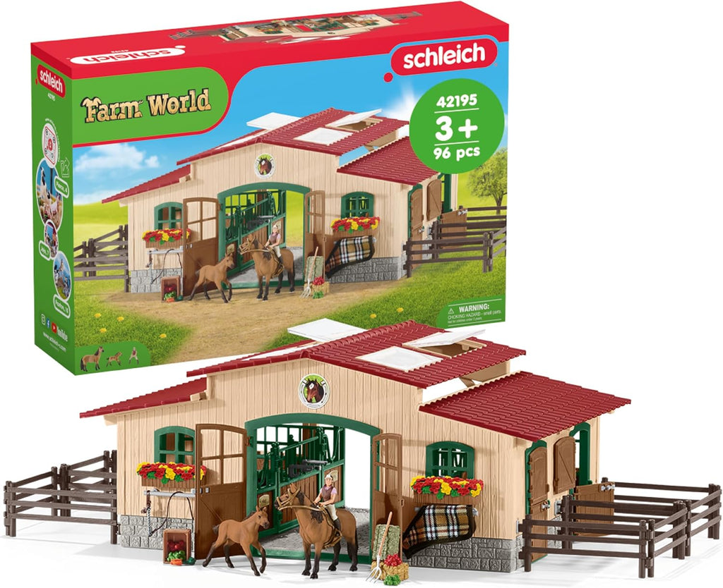 Schleich Farm World - Stable with Horses and Accessories - Kids 3+ | 42195