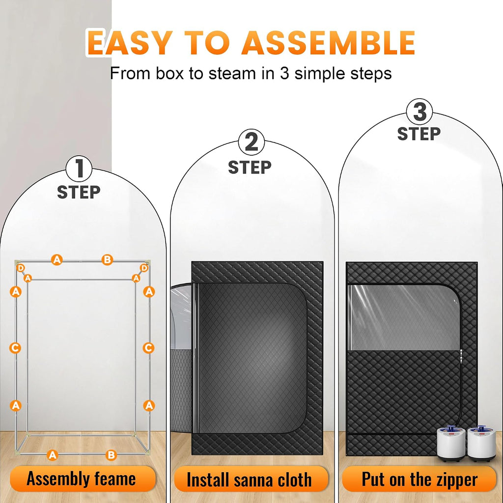 Manastin 2 Person Portable Steam Sauna for Home, 1 or 2 Person Full Body Home Spa with 2 Foldable Chairs,9 Levels of Sauna Tent with Remote Control