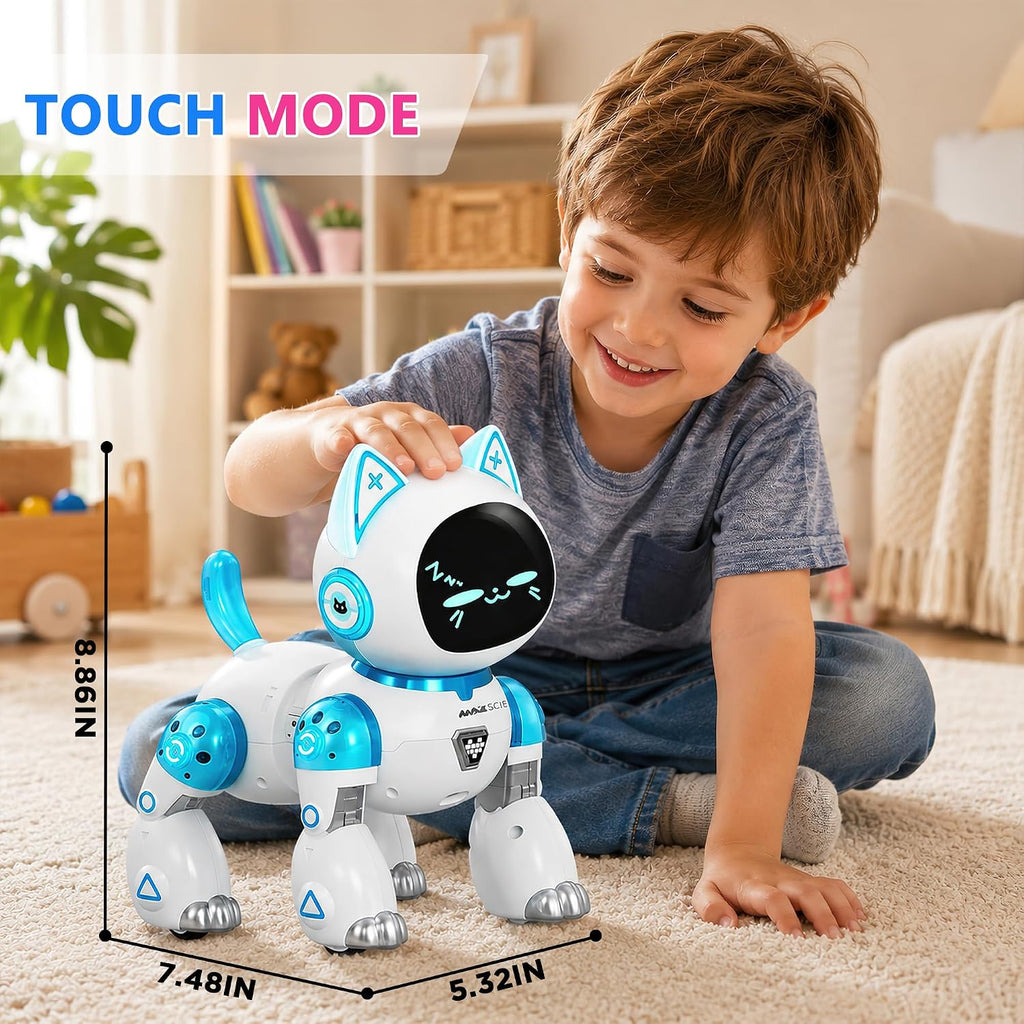 Remote Control Robot Cat - Voice Control Dancing Touch Mechanical Blue Cat Toy for Boys Girls,Kids Age 3-9 Christmas Birthday Surprise Gifts