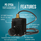 Little Giant PE-2YSA 115V, 300 GPH Submersible Parts Washer Pump, 6' Leads
