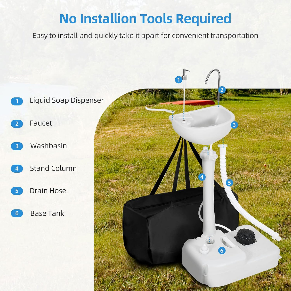 YITAHOME Portable Sink Camping Hand Washing Station with 17 L Wash Basin