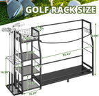 Golf Bag Stand for Golf Bag Accessories, Golf Bag Storage Organizer Fits 3 Bags for Garage Organization, Golf Organizer with Extra Storage Rack for