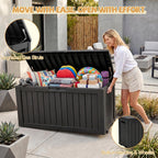 Outdoor Storage Box, 165 Gal Gen 2 Resin Deck Box w/ Gas Struts & Wheels