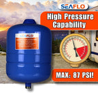 SEAFLO 2 Gallon Pre-Pressurized Accumulator Expansion Tank – Reduces Pump Cycling, Smooth Water Flow, 87 PSI, 3/4" MNPT, Compact Design for RV