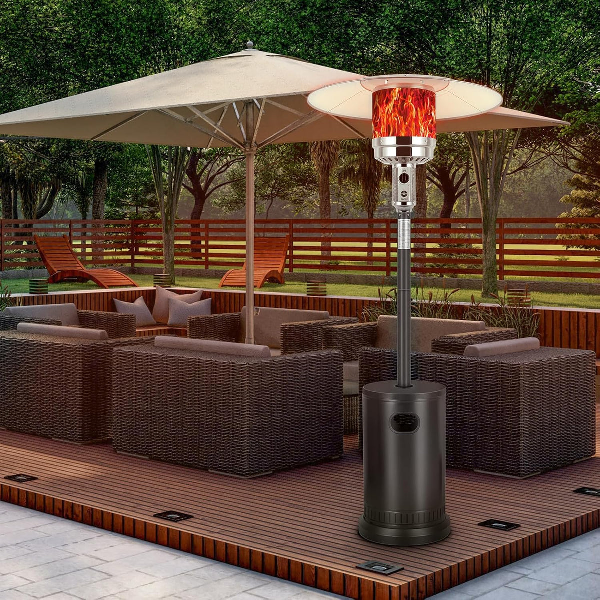 Hykolity 50,000 BTU Propane Patio Heater with Table Design, Stainless Steel Burner, Triple Protection System, Wheels, Outdoor Heaters for Patio