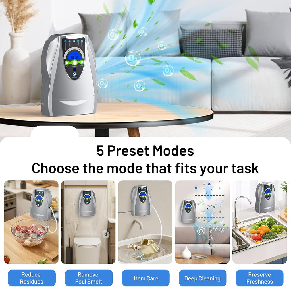 Ozone Machine Generator, Multifunctional with Timer, 500mg/h Portable Ozone Machine for Home, Kitchen, Office, Cleaning Water, Fruits and Vegetables