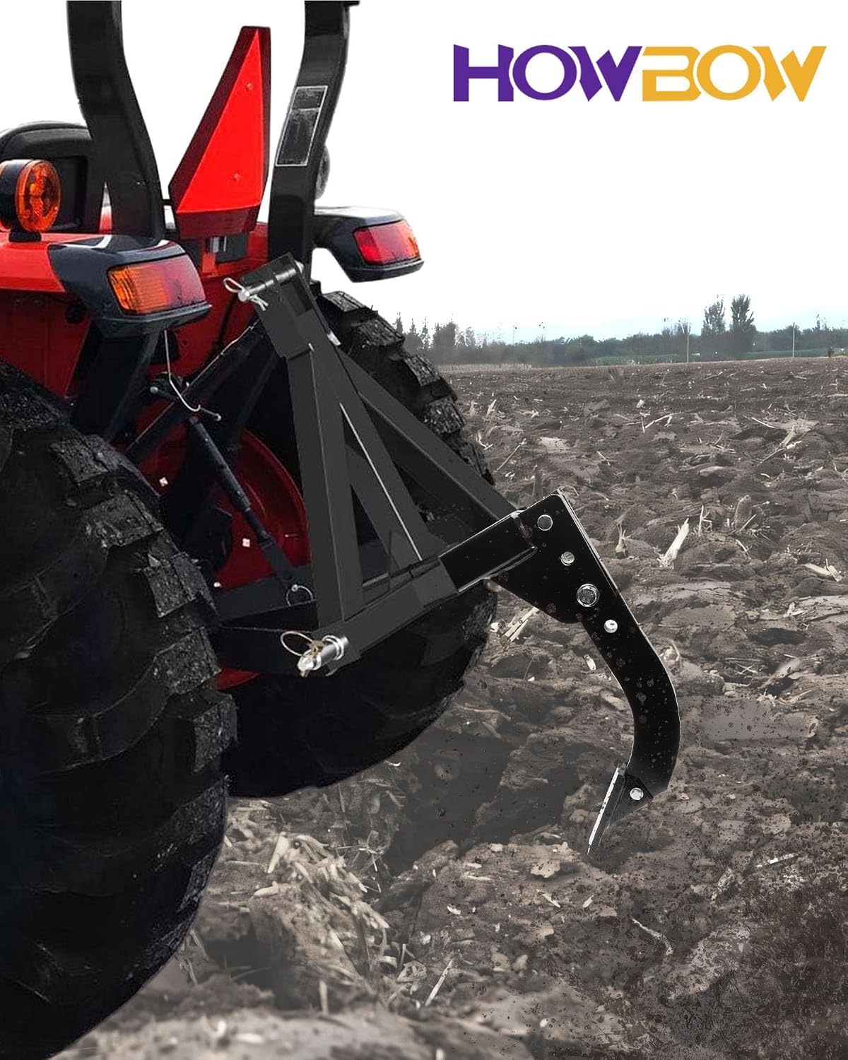 Hitch Mounted Trencher Fits 3 Point Hitch, Heavy Duty Subsoiler, Hitch Lawn Ripper for ATV/UTV Tractor, Updated Adjustable 16" Trenching Shank Plow