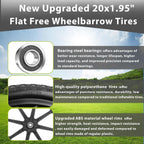 Upgraded 20" Flat Free Wheels for rubbermaid Wheelbarrow Tires