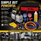 XtremepowerUS 3CFM 1/4HP Vacuum Pump HVAC R134a, R12, R22, R410a, A/C Refrigeration R134 Can Tap Adapter, R134 Quick Connector AC Manifold Gauge Air