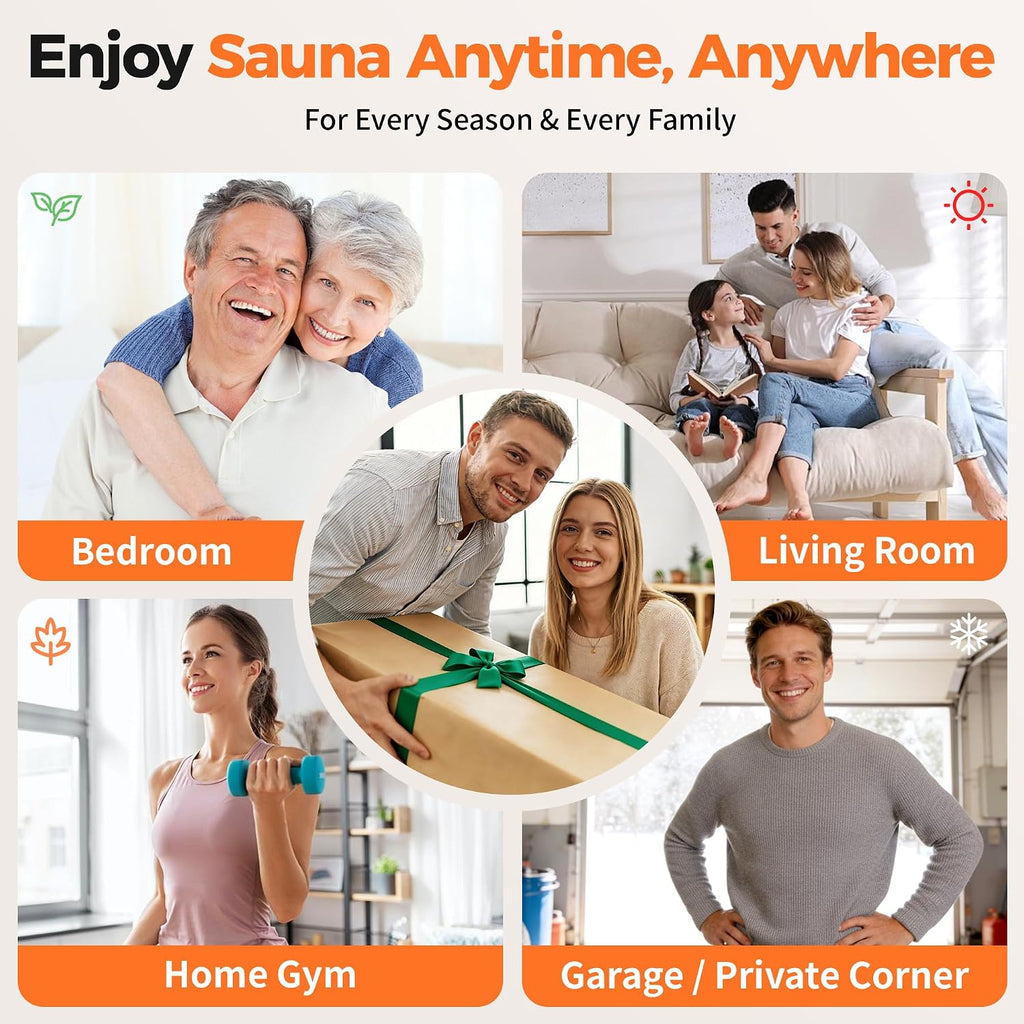 Portable Infrared Sauna Box for Home, 3L 1400W Steam Sauna Tent