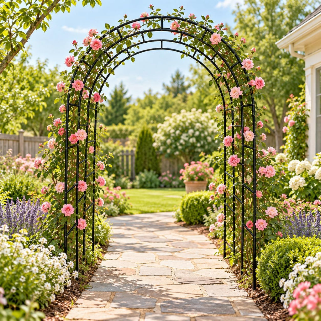 Thickened Tube 3-Layer, 88" H x 63" W x 44.5" D, Garden Arch Trellis Tunnel, Heavy Duty Metal Arbor for Climbing Plants, Outdoor Wedding Decorations