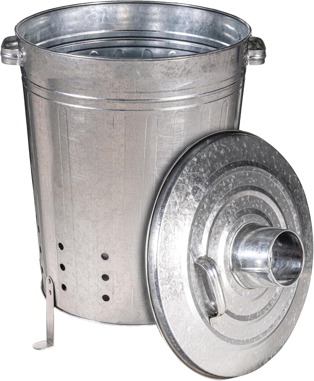 Evergreen Incinerator 13 Gallon Burn Barrel with Lid | Yard Waste Garden Incinerator | Galvanized Steel Burn Cage Incinerator for Paper Leaf Paper