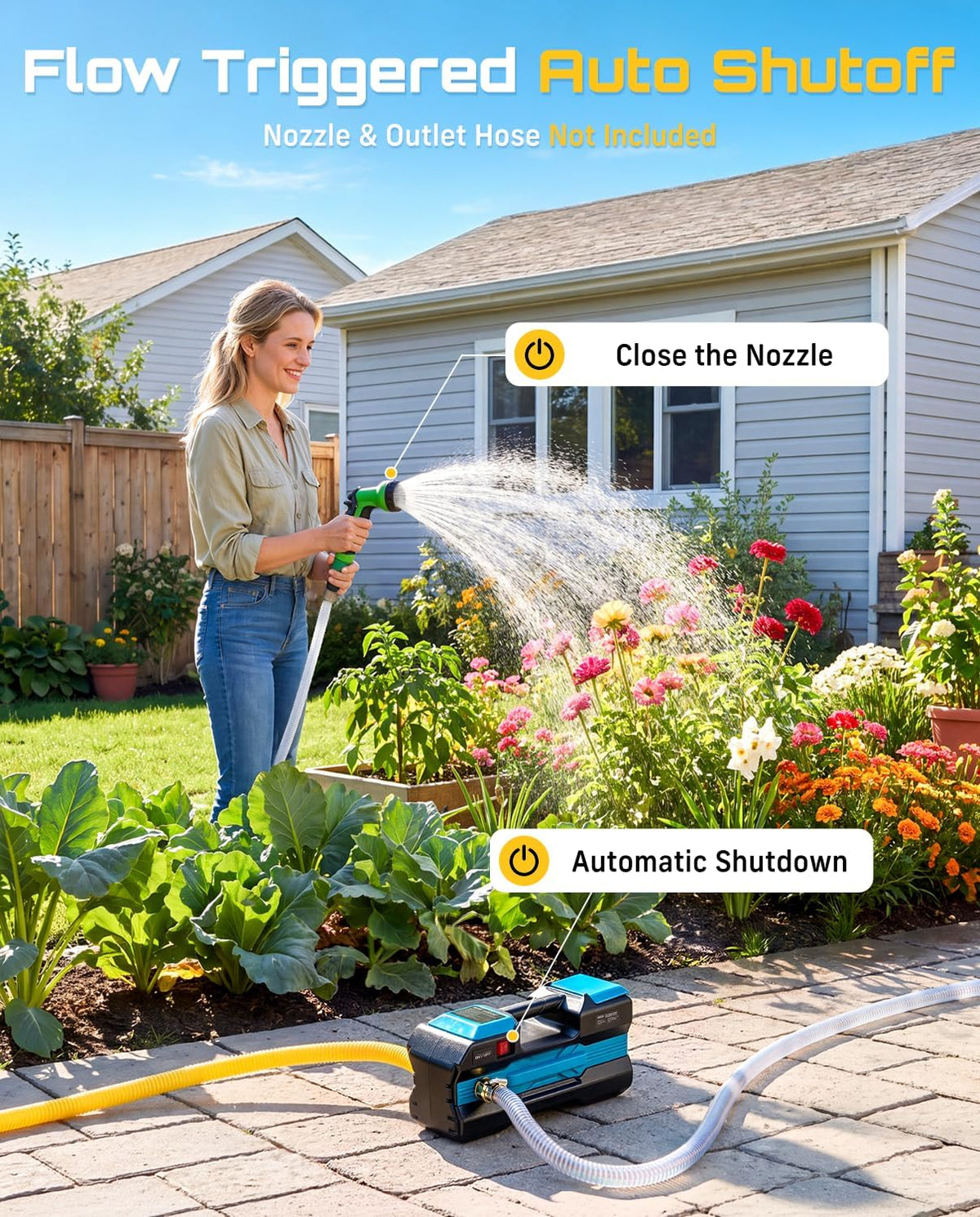 SEESII Cordless Water Transfer Pump, Self-Priming, 175 GPH, 75 FT High Lift