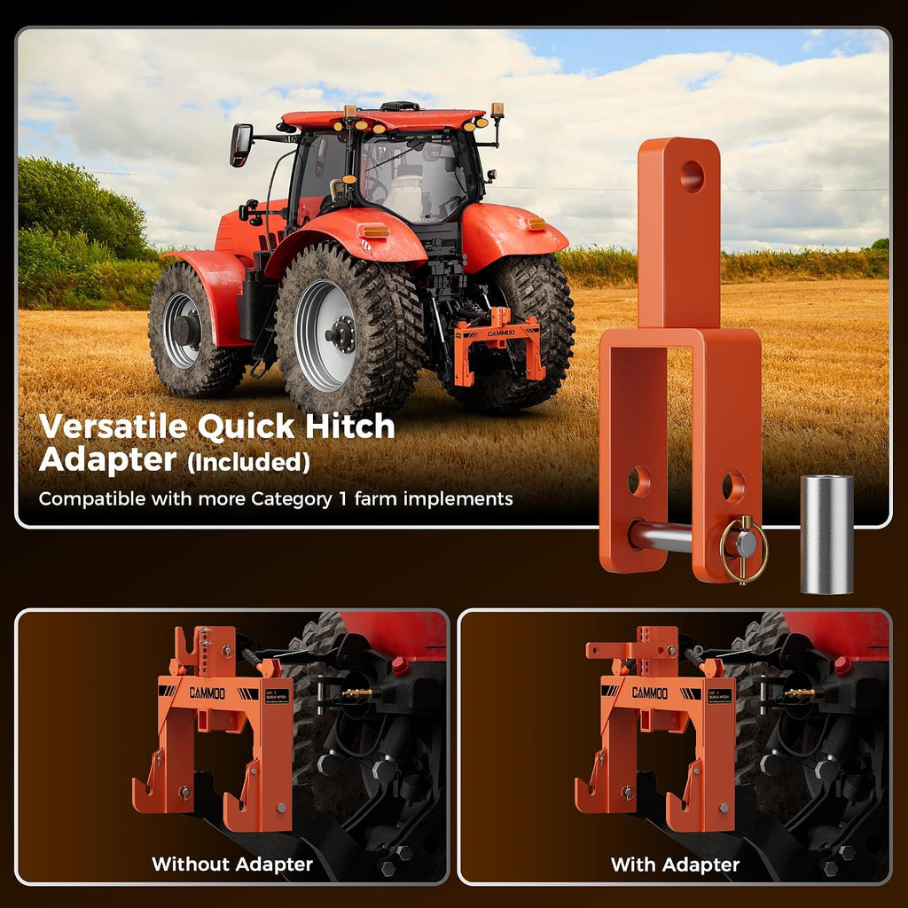 CAMMOO 3-Point Quick Hitch with 2" Receiver, Orange