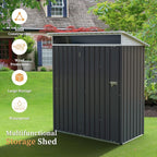 Vongrasig 5 x 3 x 6 FT Outdoor Storage Shed , Metal Garden Shed with Large Window and Lockable Door, Anti-Corrosion Waterproof Tool Shed for Backyard