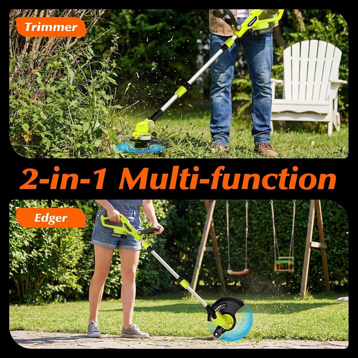 20V Electric Cordless String Trimmer 2 x 2.0Ah Battery Powered with Charger