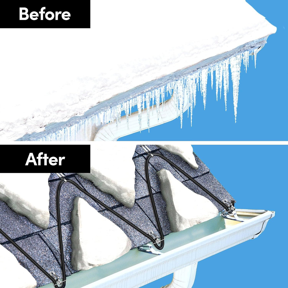 WarmlyYours Ice Shield Roof & Gutter Deicing Kit, 120 ft, 120V, Asphalt Shingles, Not for Metal or Steel Roofs