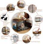24 Inch Small Dog Crate Furniture - All-Season Indoor Dog Kennel with Wooden Top & Thickened Metal Wire, Cage for Small Dogs & Puppies Under 20 lbs.