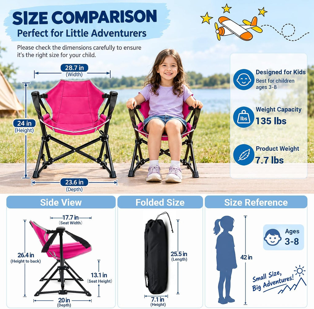 Kids Hammock Chair, Kids Camping Chair, Folding Chair, Pink