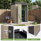 Patiowell 5x3 FT Outdoor Storage Shed with Floor Frame, Small Metal Sheds