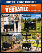 Hikenture Wagons Carts Foldable, 450 LBS Capacity Collapsible Beach Wagon