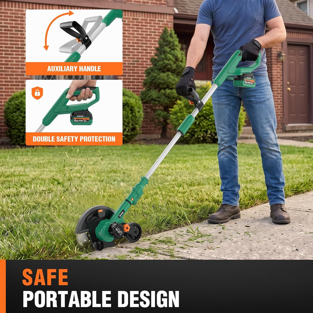 20V Cordless Lawn Edger, 9" Brushless Electric Edging Tool with Battery
