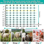 Electric Fence Netting - 47.2" H x 164' L, Portable Movable Livestock Nets Mesh for Lambs, Dogs, Deer, Larger Animals Electric Fencing for Backyards