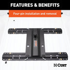 CURT 16055 5th Wheel Rail Gooseneck Hitch, 25,000 lb, 3" Offset