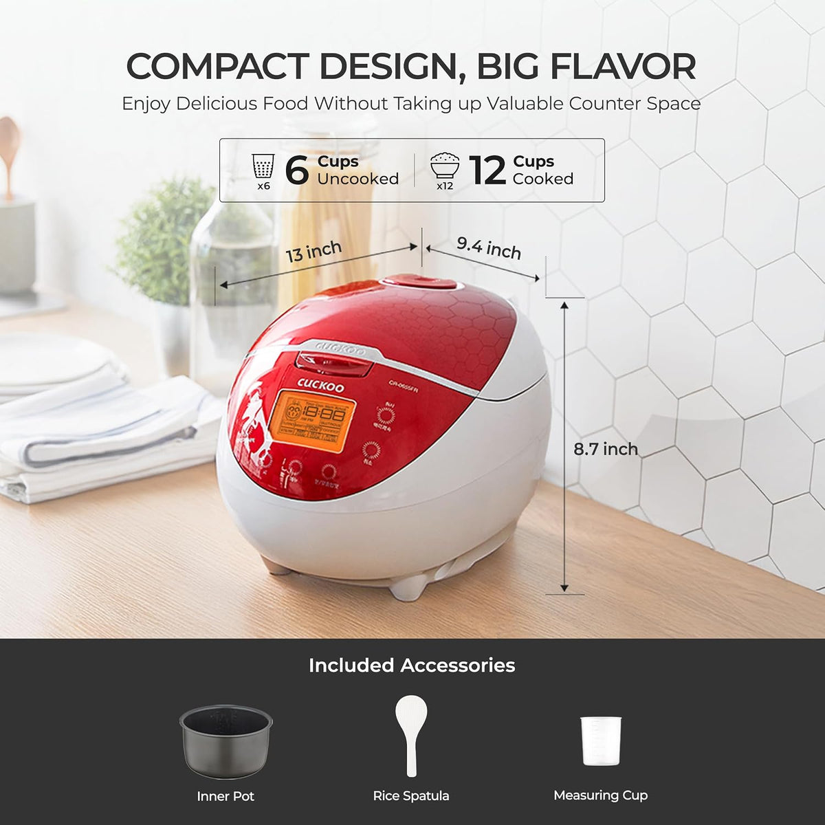 CUCKOO Micom Rice Cooker 6 Cup Uncooked / 12 Cup Cooked, Fuzzy Logic Rice Maker with Delay Timer & Keep Warm Setting, Versatile Food Steamer for