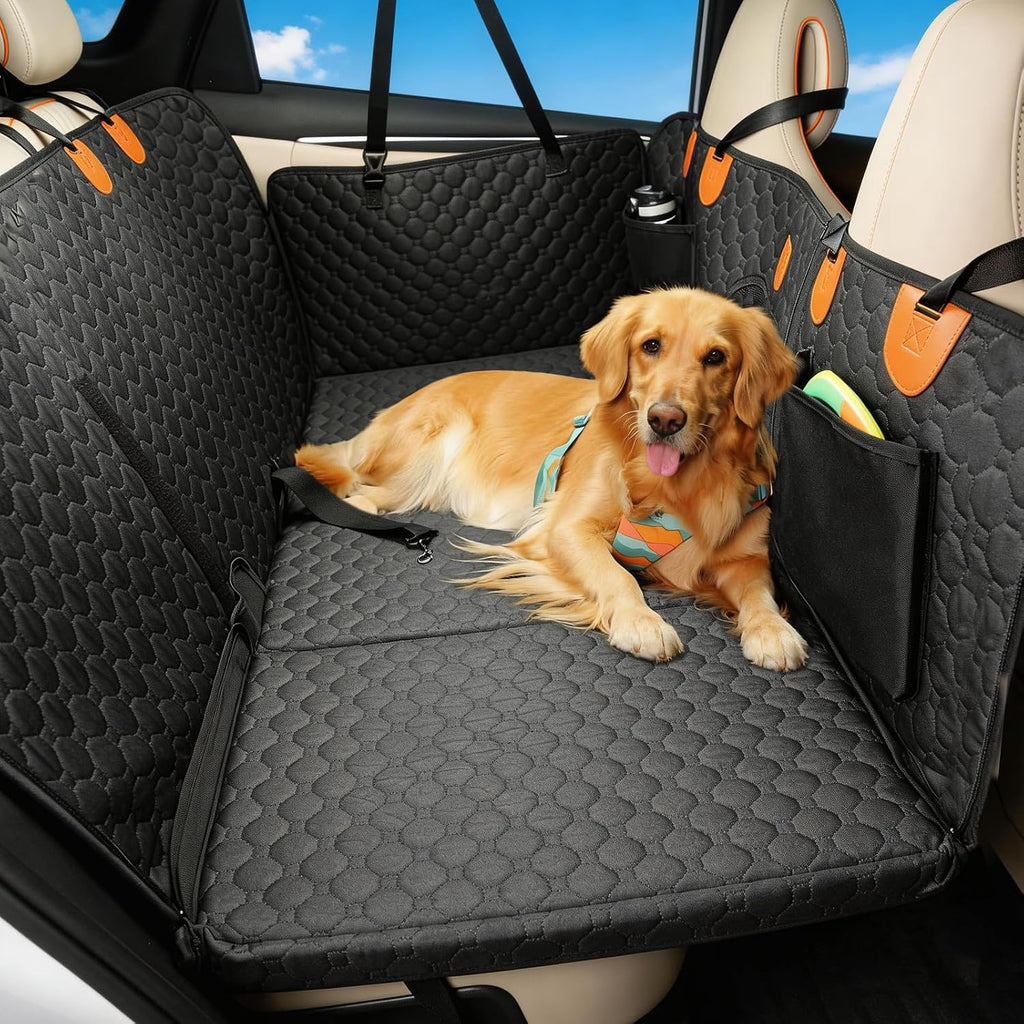 Back Seat Extender for Dogs, Waterproof Dog Car Seat Cover for Back Seat with Hard Bottom, Upgraded Material, Anti Scratch, Easy to Use and Clean
