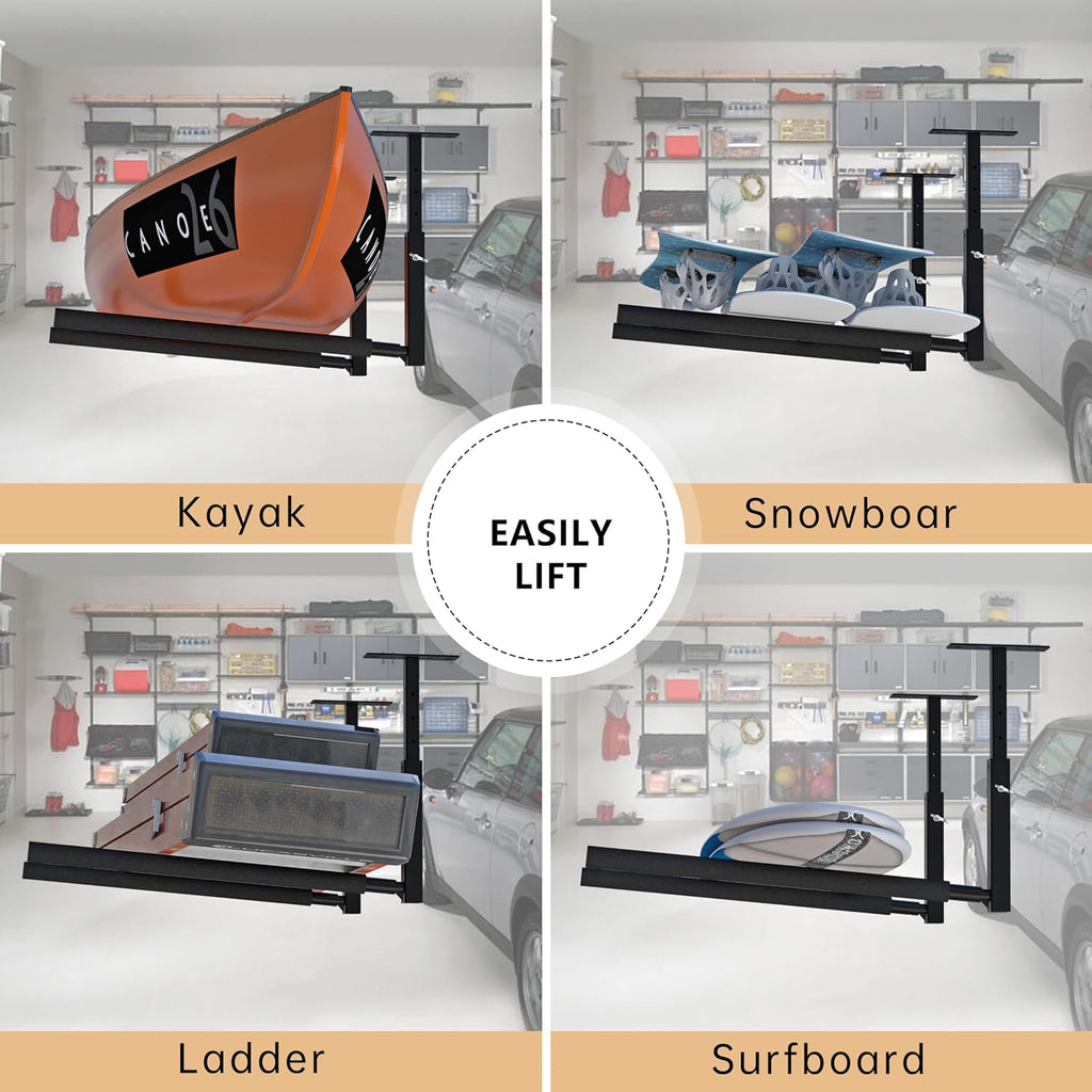 Ceiling Ladder Rack, 150 lbs Garage Storage, Adjustable