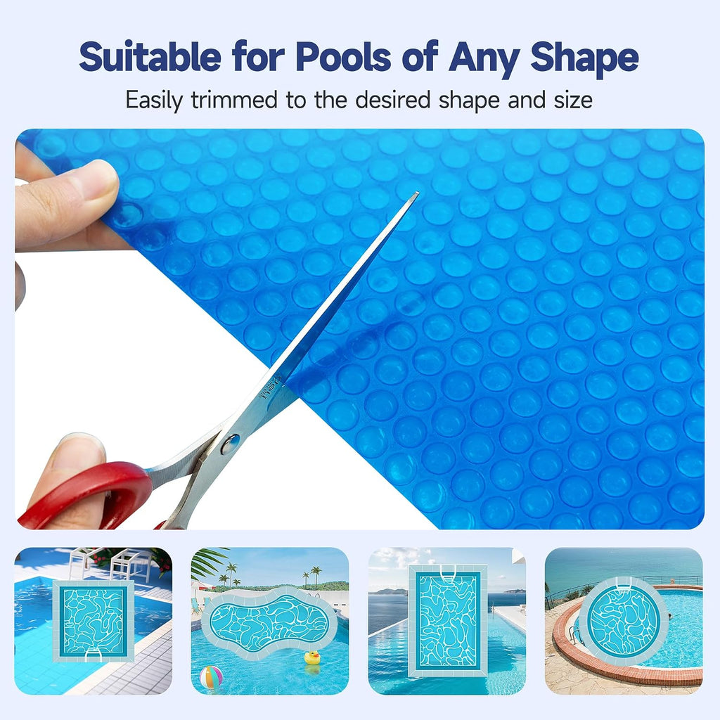 Real Relax 16 mil Solar Pool Cover, 16 x 32 ft Rectangle Bubble Blanket