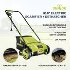 Sun Joe Corded Electric Lawn Dethatcher & Scarifier, 12-Amp, AJ798E