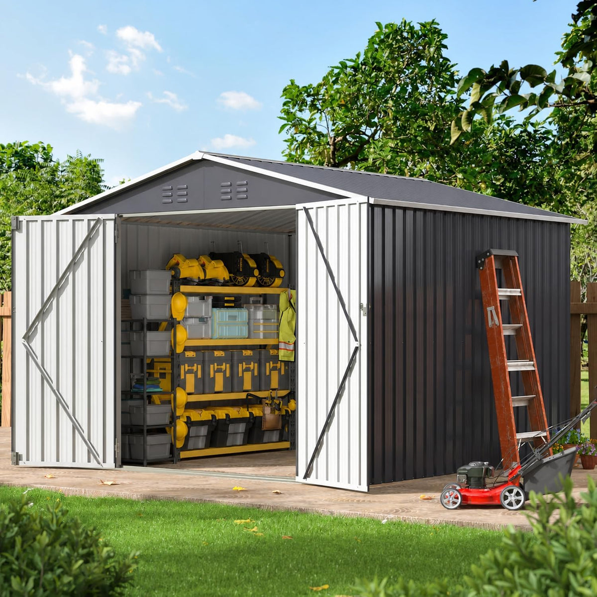 WKM 8X8 FT Outdoor Storage Shed Black