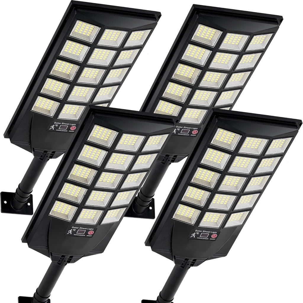 Solar Lights Outdoor Waterproof, 6500K Dusk to Dawn Solar Street Light Motion Sensor with Remote, LED Security Flood Light for Outside Garden Yard