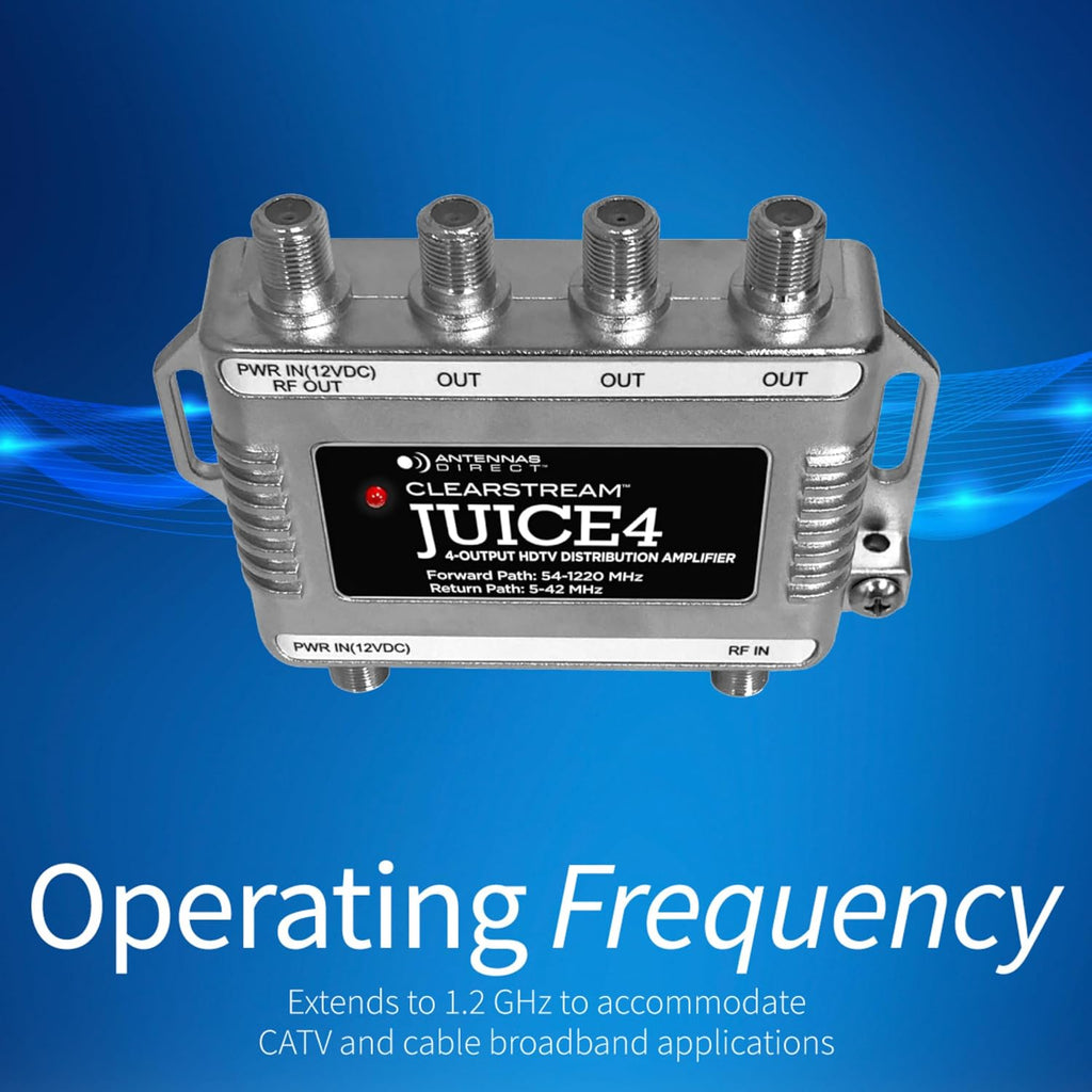 Antennas Direct ClearStream JUICE4 Distribution Amplifier, Silver