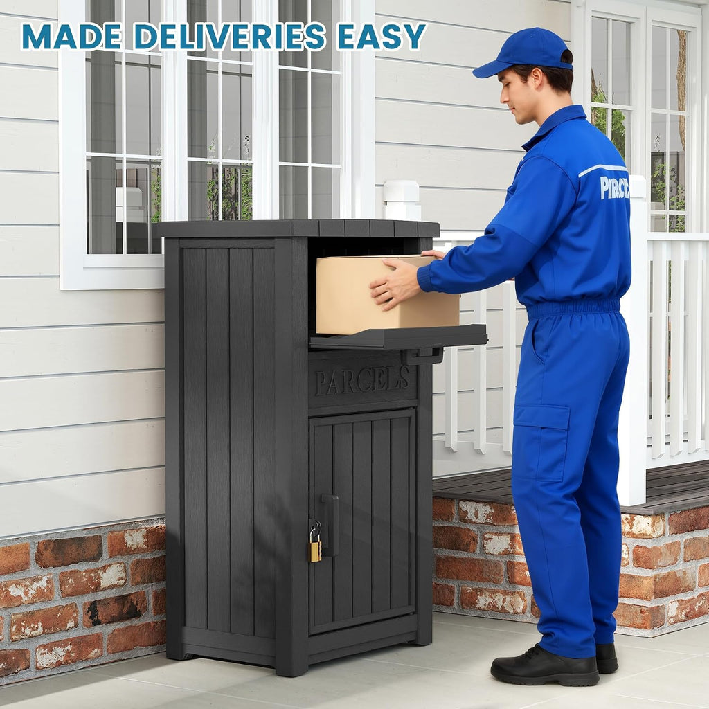 Package Delivery Box for Outside, Parcel Drop Box, Black, 60 Gallon