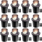 SUNVIE 12-Pack 12W 3000K LED Low Voltage Landscape Well Lights, Shield Top